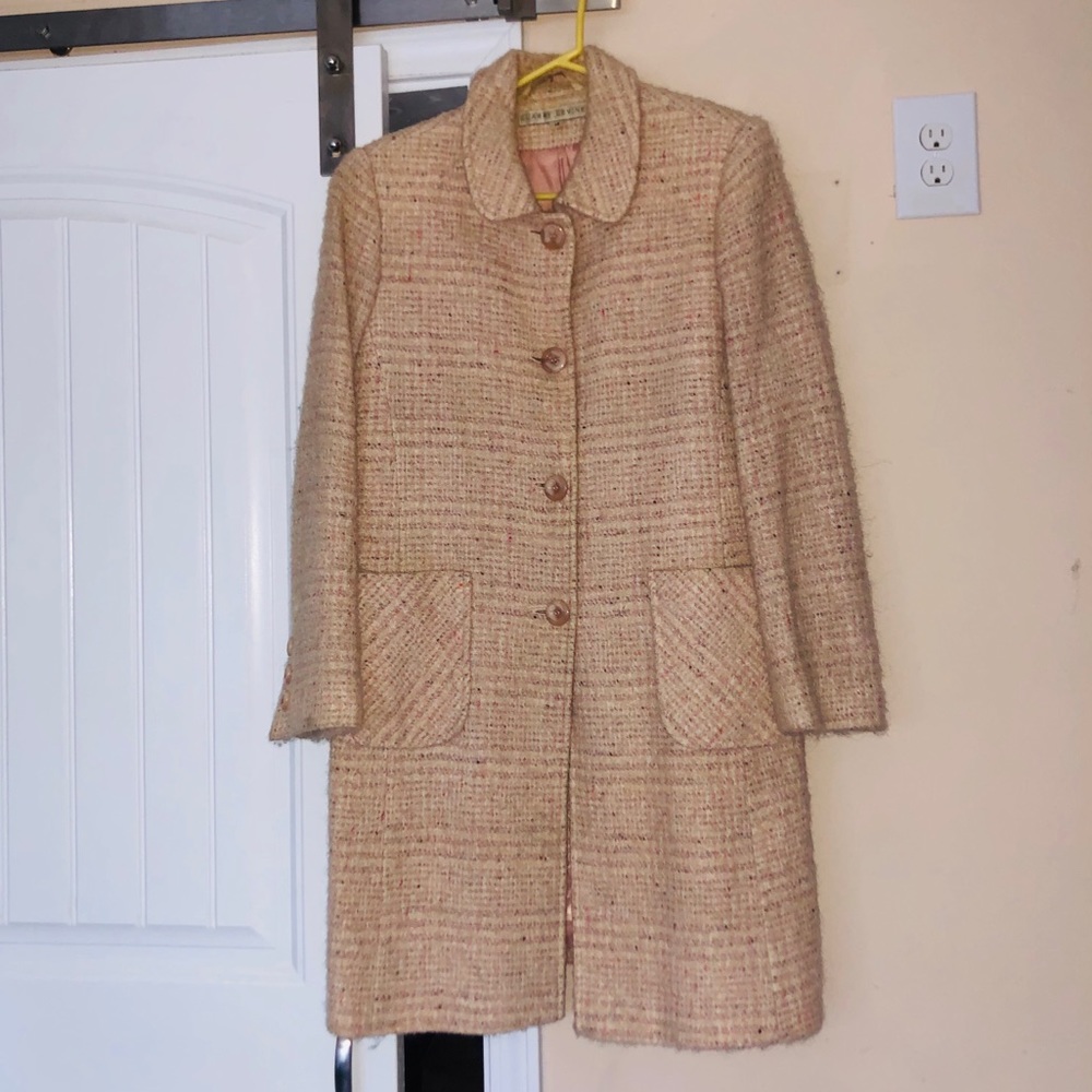 Larry Levine Wool Blend Pink/Cream Sz 14 Coat